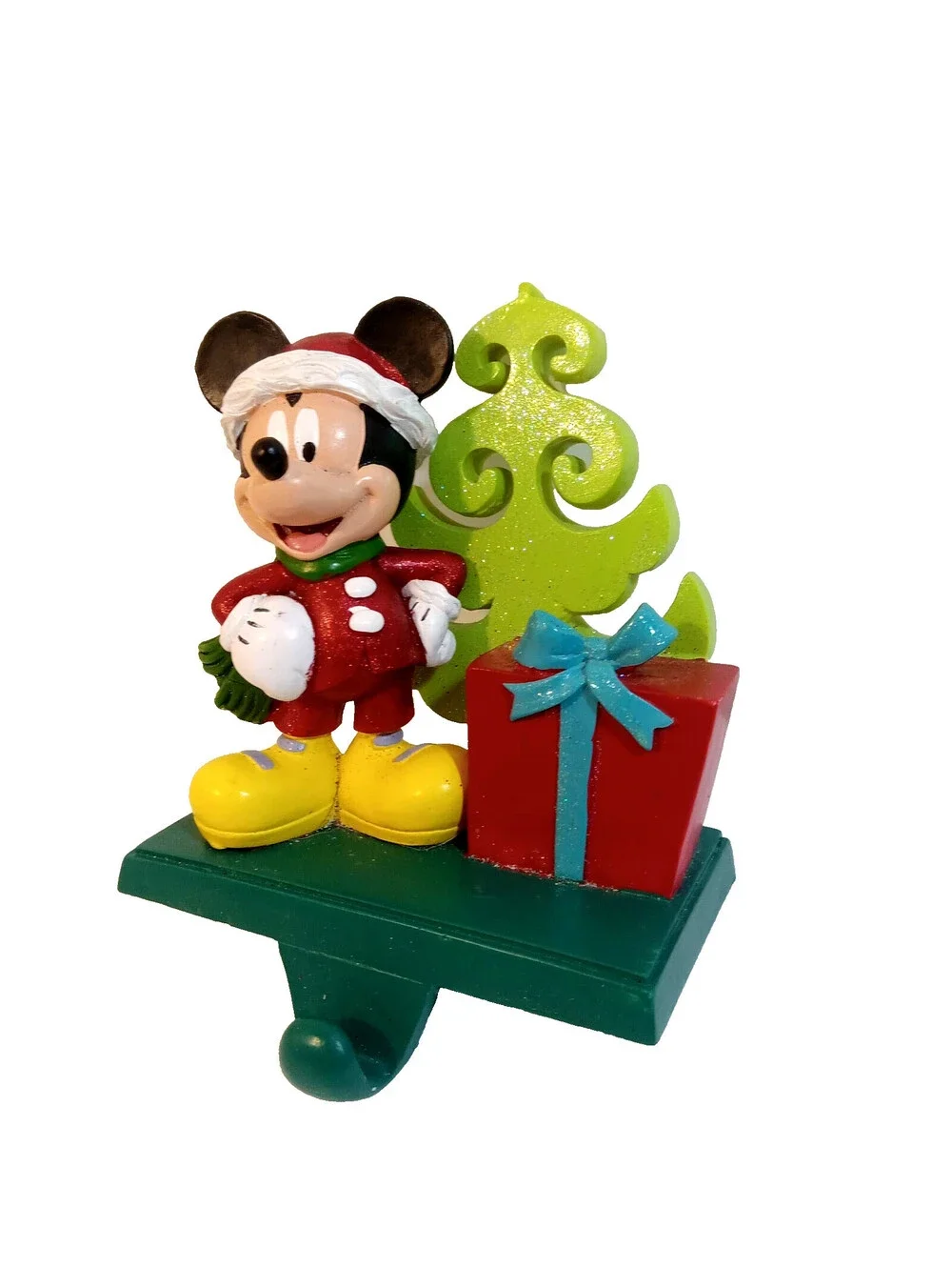 Disney Mickey Mouse 3D Christmas Stocking Hanger Green Whimsical Holiday Vibes